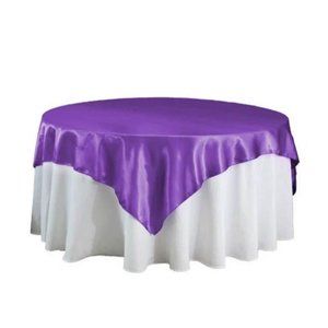 Purple Square 72" Satin Table Overlay Wedding Party Dining Tablecloth - New